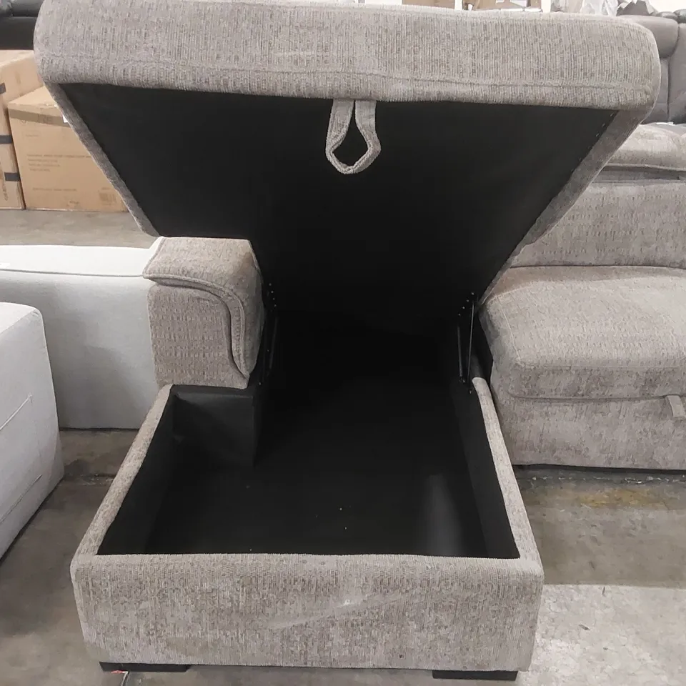 QUALITY DESIGNER CHUNKY WEAVE FABRIC UPHOLSTERED CORNER SOFA BED WITH STORAGE 