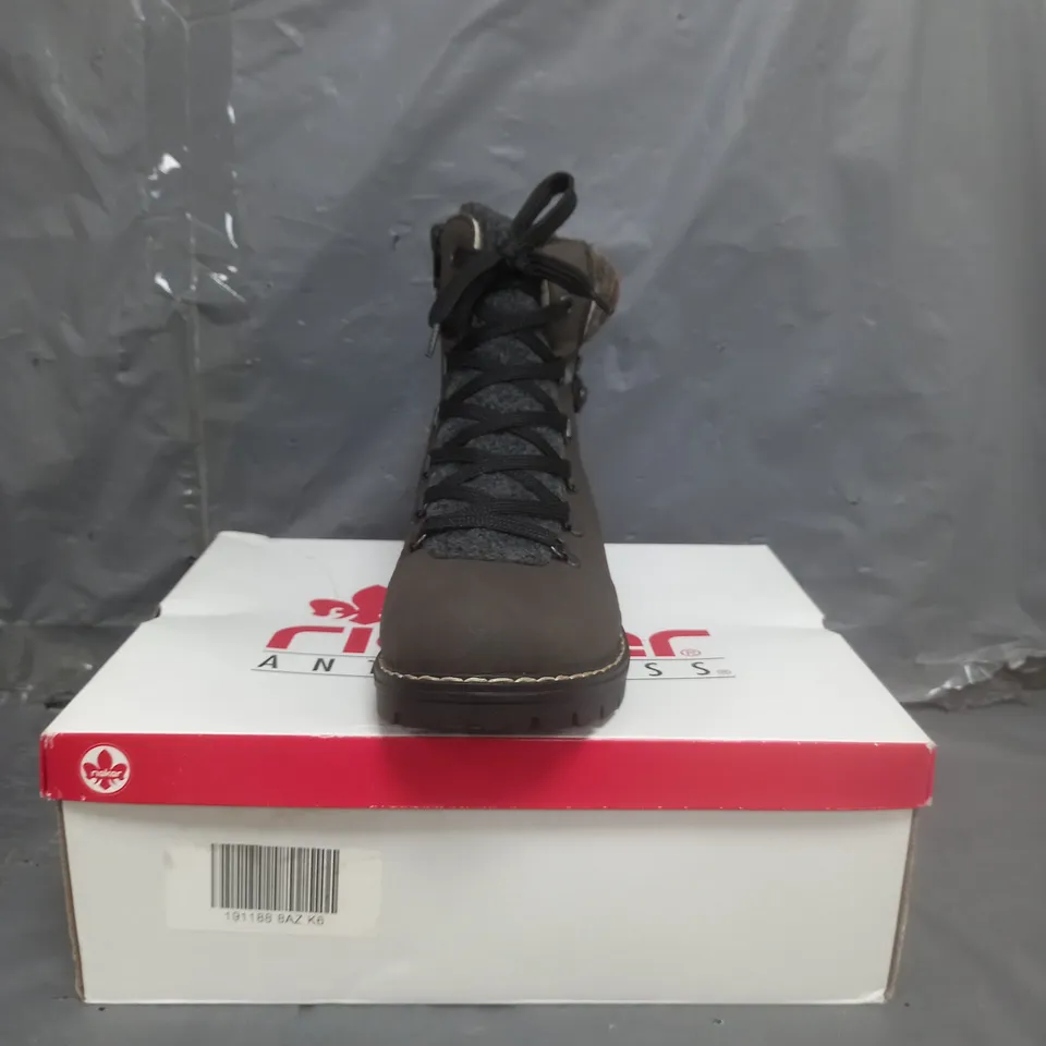 RIEKER MULTI CUFF HIKING BOOTS GREY/NAVY SIZE 6