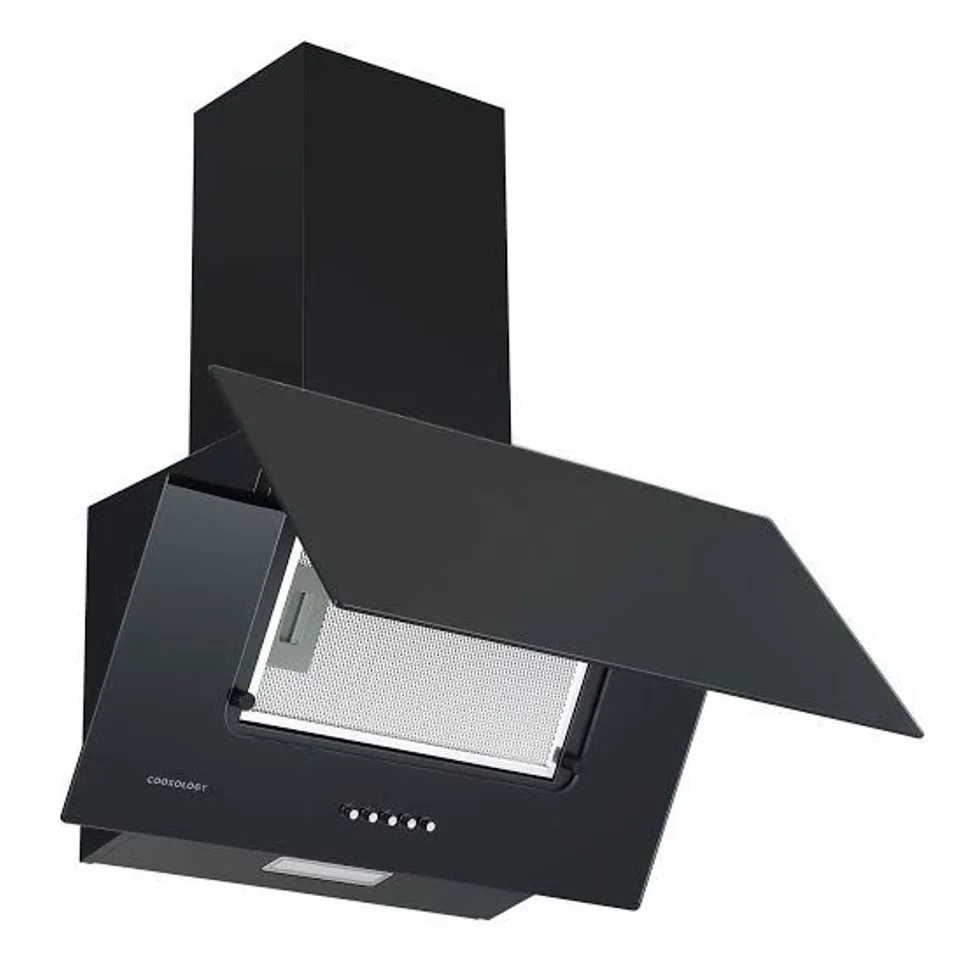 BOXED COOKOLOGY CHA600BK/A 60CM ANGLED COOKER HOOD A ENERGY RATED – BLACK