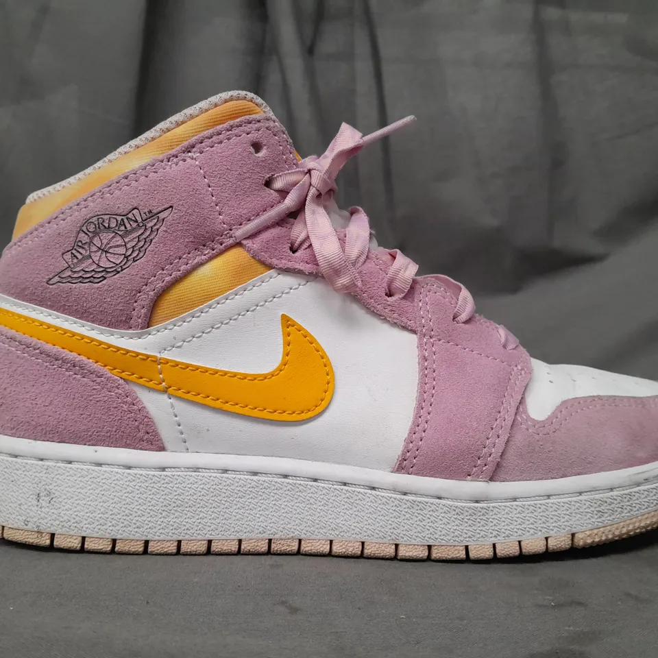 PAIR OF NIKE AIR JORDAN SHOES IN PINK/YELLOW UK SIZE 4.5