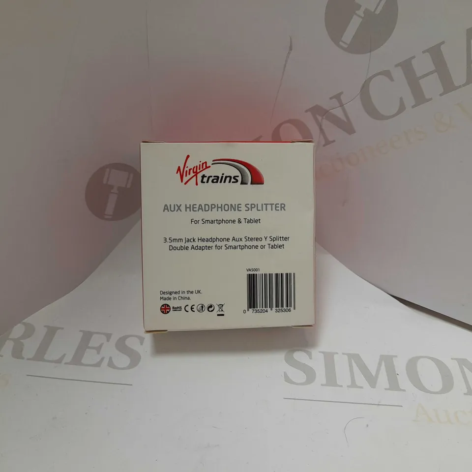 BOX OF APROX 10 VIRGIN TRAINS AUX HEADPHONES SPLITTERS 3.5MM