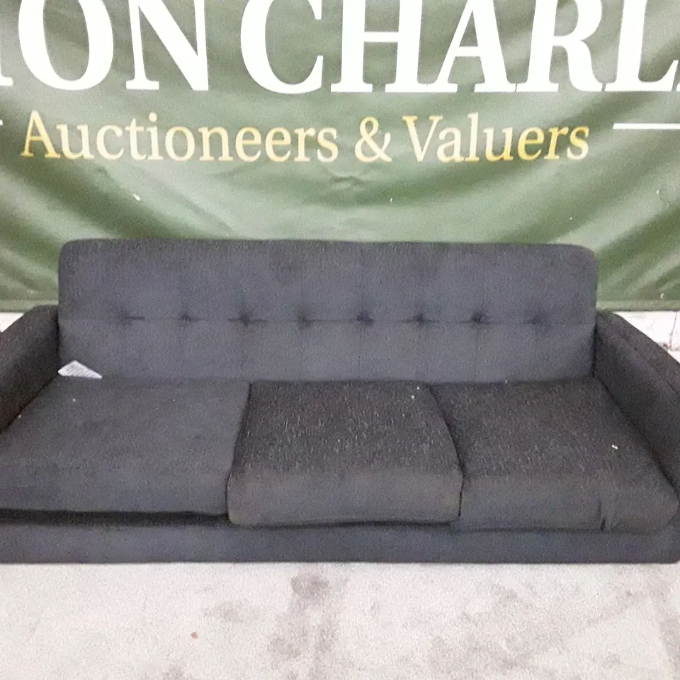 QUALITY DESIGNER OSLO 3 SEATER SOFA DARK GREY FABRIC