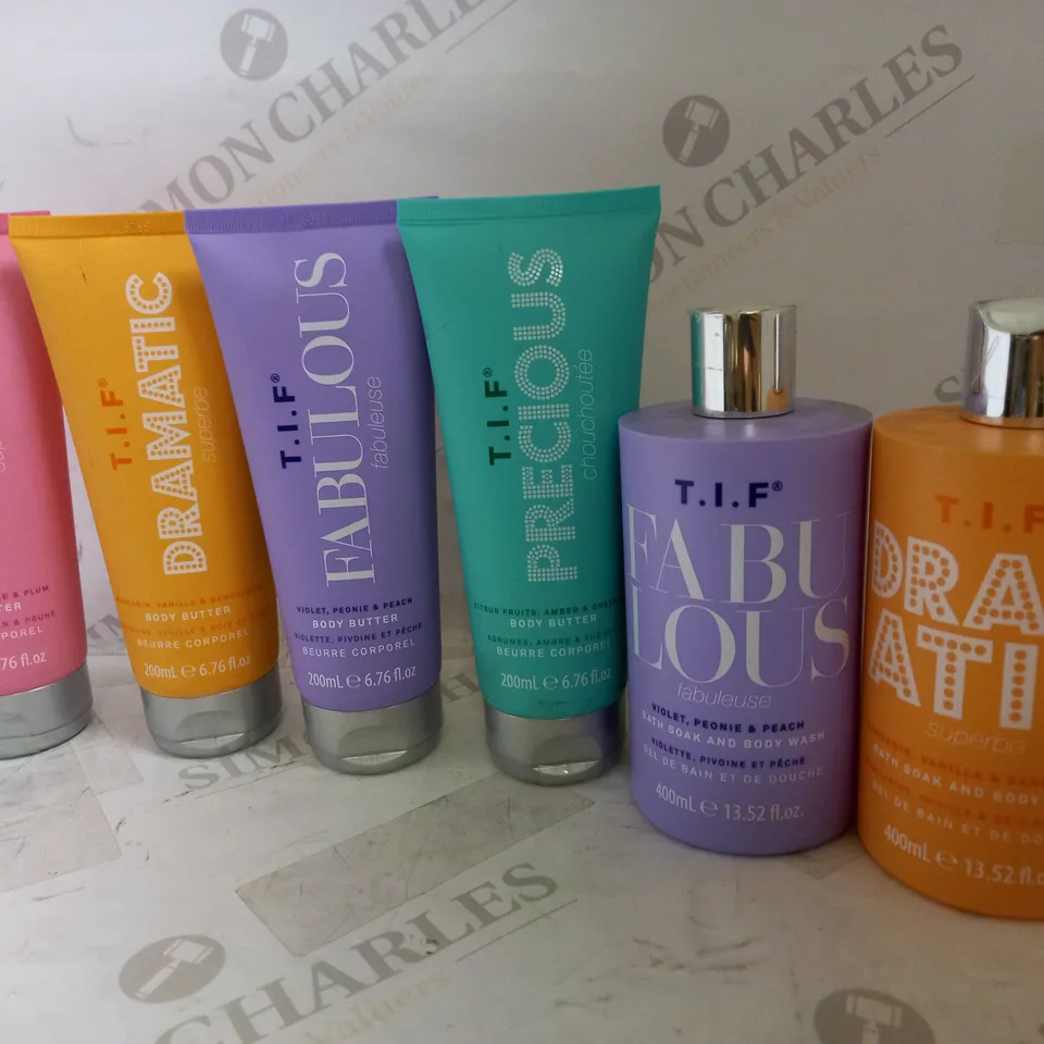 LOT OF 6 ASSORTED T.I.F PRODUCTS TO INCLUDE BODY BUTTERS & BODY WASH 