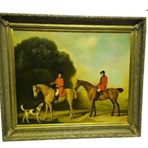 "HUNTSMAN OF THE BROCKLESBY HOUNDS" 18TH CENTURY OIL PAINTING