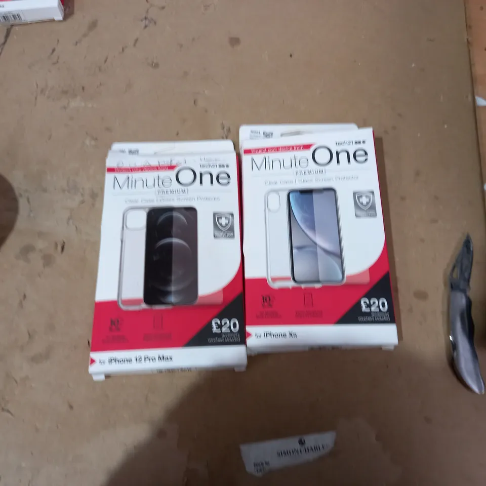 LOT OF 2 TECH 21 MINUTE ONE CLEAR IPHONE XR, IPHONE 12 PRO MAX CASES