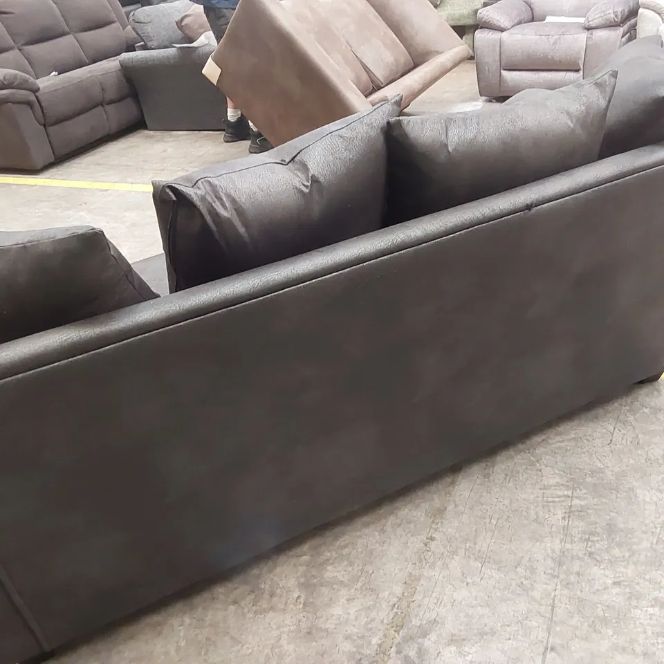 DURY LEATHER LOOK 3 SEATER SOFA - BLACK RRP £599