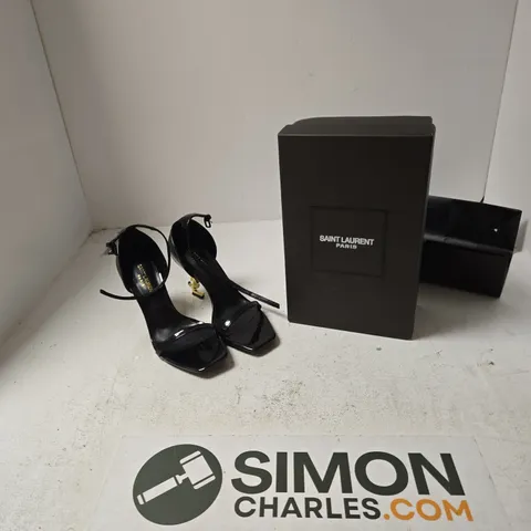 SAINT LAURENT PARIS BLACK PATENT LEATHER SANDALS – UK 3 (EU 34)