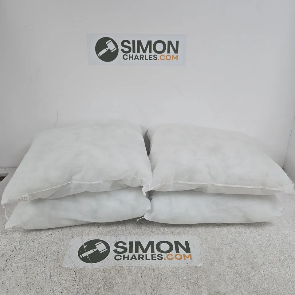 4 WHITE CUSHIONS / PILLOWS  – PLAIN FABRIC