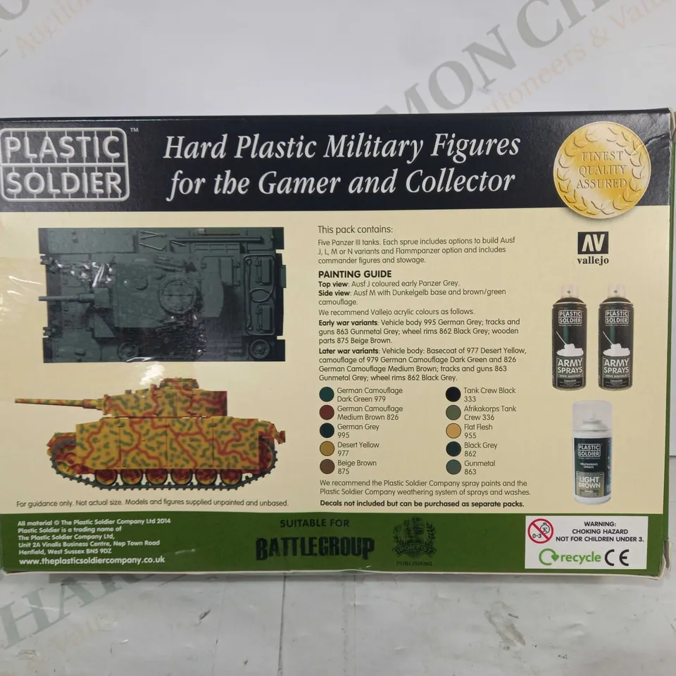 PLASTIC SOLDIER HARD PLASTIC MILITARY MODEL KIT - WORLD WAR II GERMAN PANZER III