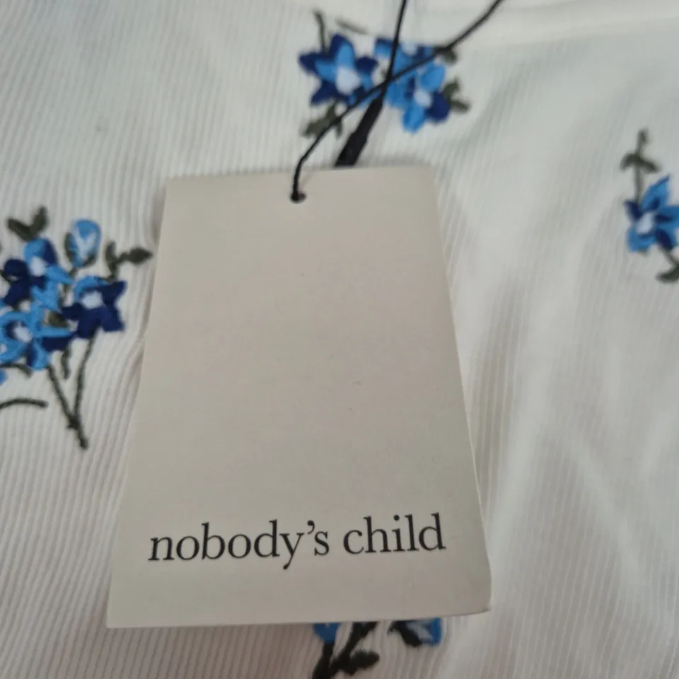 NOBODY'S CHILD WHITE FLOWER PRINT EMBROIDERED VEST UK M