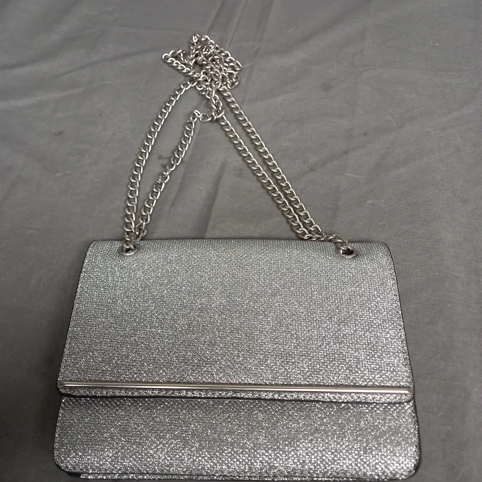 NEW LOOK SILVER GLITTER CROSSBODY BAG