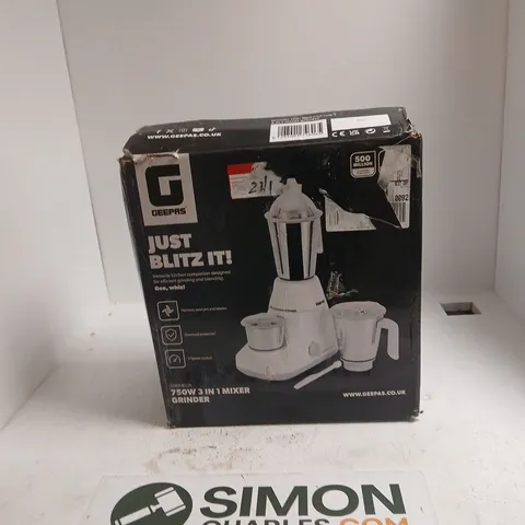 GEEPAS 750W 3-IN-1 MIXER GRINDER BOXED
