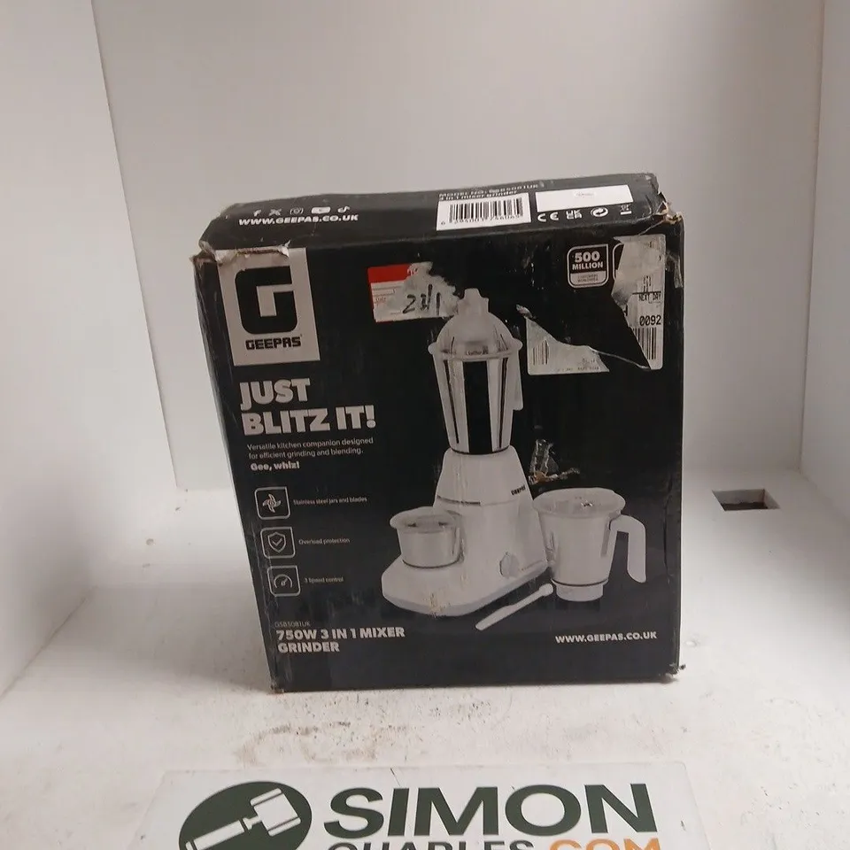 GEEPAS 750W 3-IN-1 MIXER GRINDER BOXED