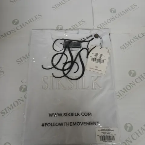 BAGGED SIKSILK EMBROIDED SHORT SLEEVE GYM T-SHIRT SIZE L