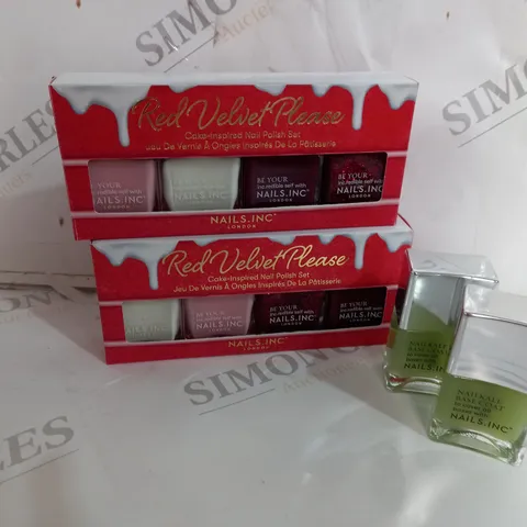 NAILS.INC RED VELVET PLEASE CAKE-INSPIRED NAIL POLISH SET X2 AND NAILKALE BASE COAT X2