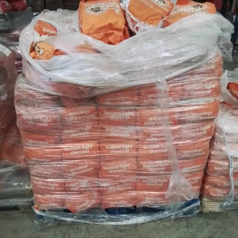 PALLET TO CONTAIN APPROXIMATELY 85 BAGS OF 2 PACK AND 4 PACK INSTANT LIGHT CHARCOAL BARBECUE BAGS 