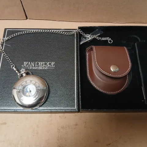 JEAN PIERRE OF SWITZERLAND POCKET WATCH WITH MOONPHASE & CHAIN