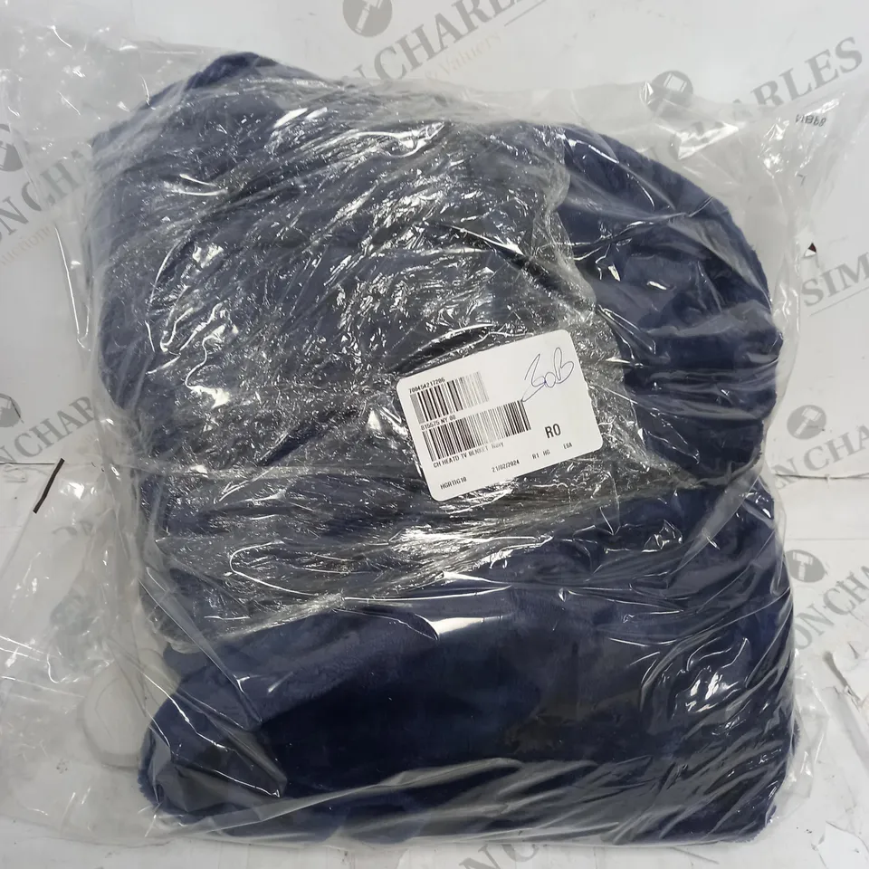 COZEE HOME HEATED PLUSH WEARABLE TV BLANKET IN NAVY