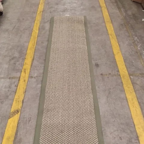 BEIGE CARPET RUNNER WITH OLIVE BORDER 230 CM X 60 CM