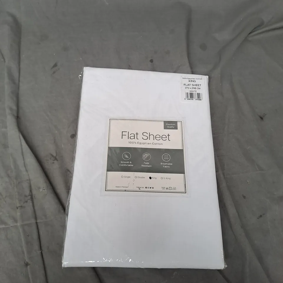 100% EGYPTIAN COTTON FLAT SHEET IN WHITE - KING