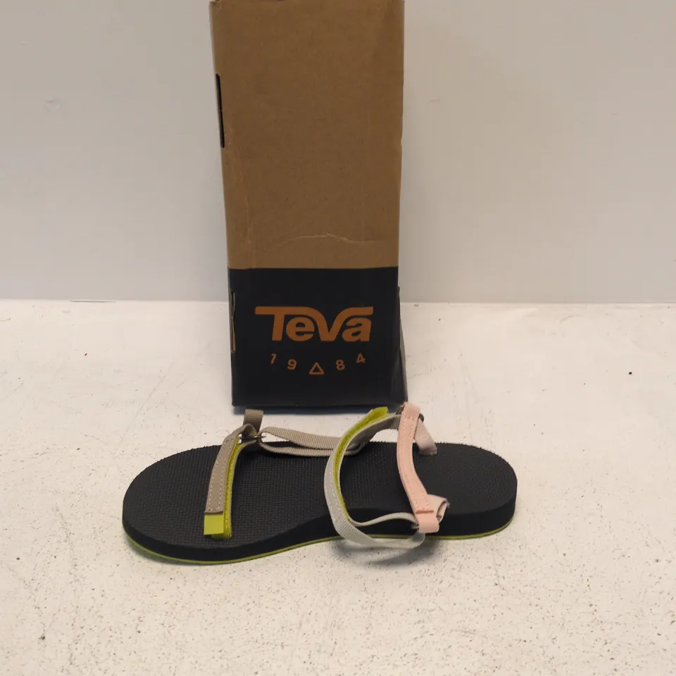 TEVA WOMEN'S SANDALS – MULTI-STRAP, BLACK FOOTBED WITH LIME-GREEN SOLE