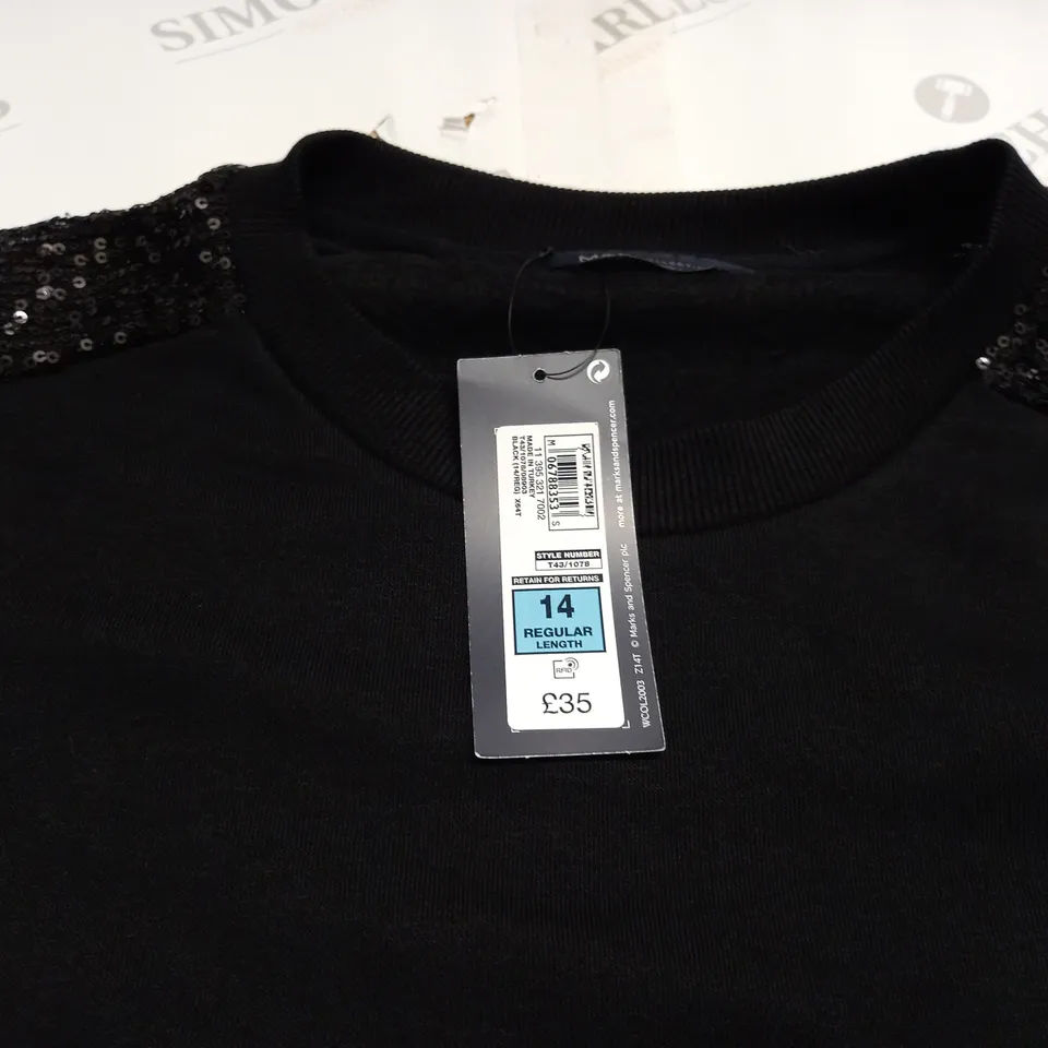 M&S COLLECTION BLACK SEQUIN JUMPER - 14 REG