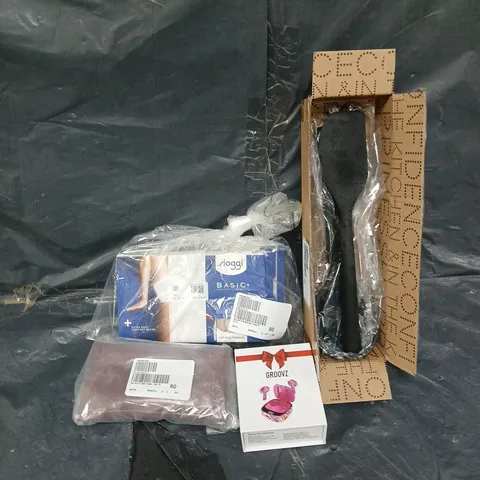 BOX OF APPROX 10 ASSORTED HOUSEHOLD ITEMS TO INCLUDE - SUNGLASSES - KITCHEN UTENSILS - GROOVZ EARBUDS - ETC