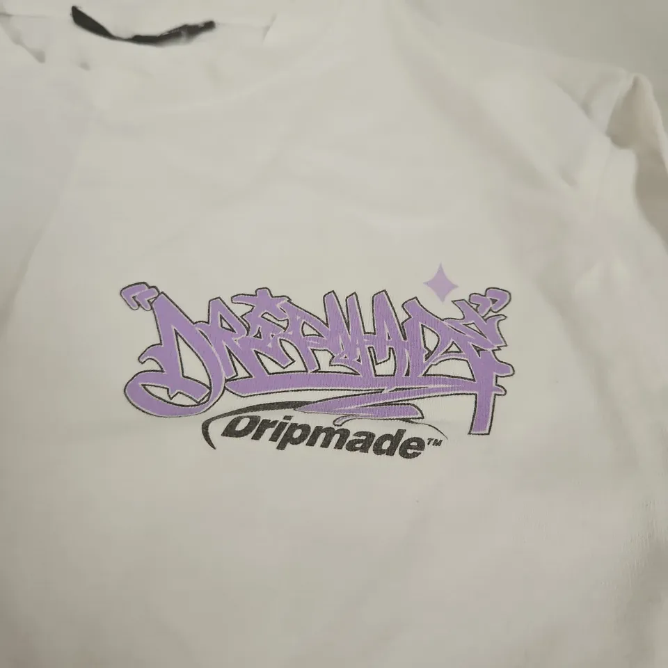 DRIPMADE STREET TOUR T‑SHIRT – WHITE, SIZE S