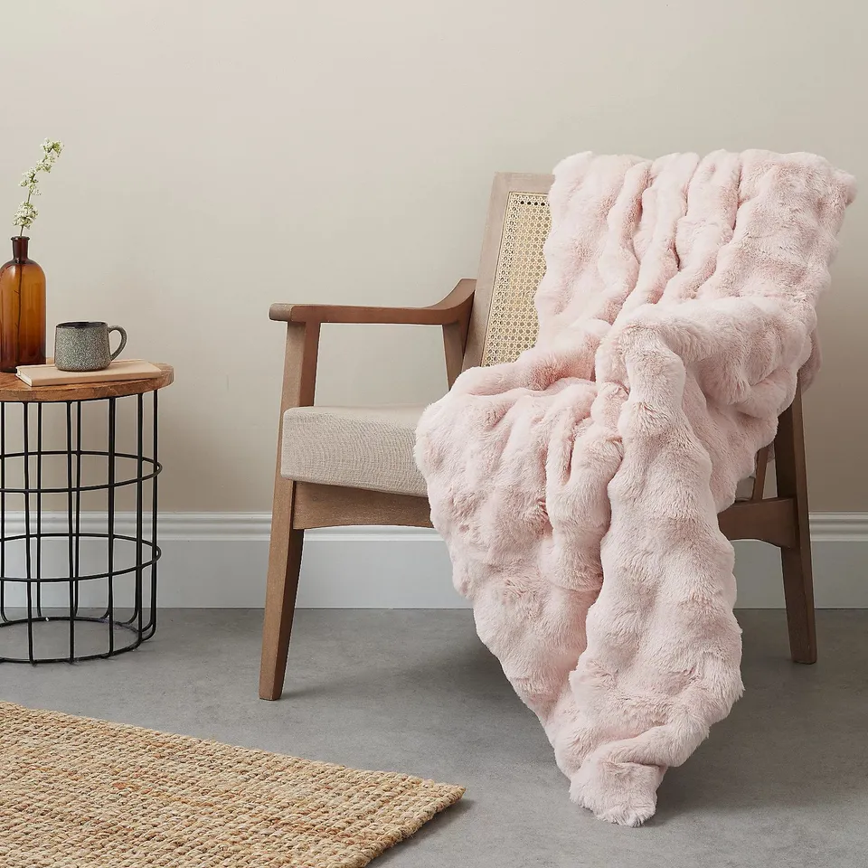 COZEE HOME GIFTABLE TEXTURED LUXURY FAUX FUR THROW