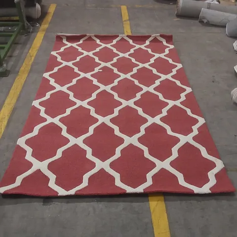 QUALITY DESIGNER DASILVA GEOMETRIC WOOL HAND WOVEN AREA RUG - 152 x 245cm