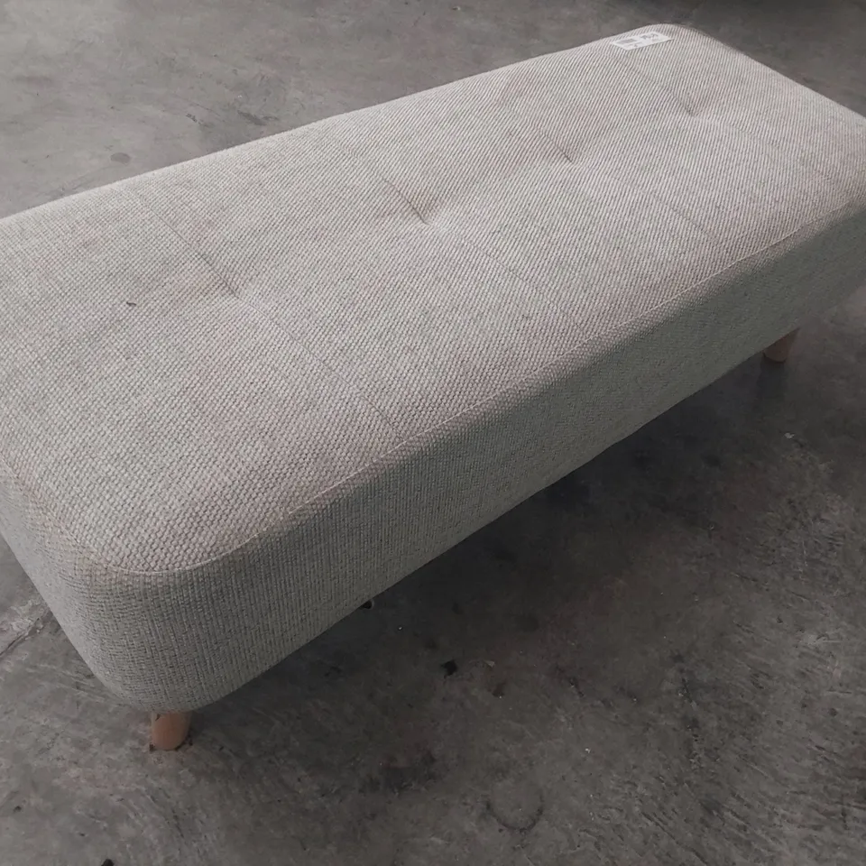 DESIGNER RECTANGULAR FOOTSTOOL GREY FABRIC 