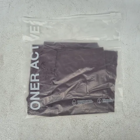 BAGGED ONER ACTIVE SOFT MOTION HIGH WAISTED SHORTS IN DARK UMBER BROWN SIZE MEDIUM SHORT