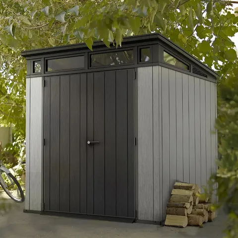 BOXED KETER ARTISAN 7 FT. W X 7 FT. D PENT OUTDOOR GARDEN SHED (2 BOXES)