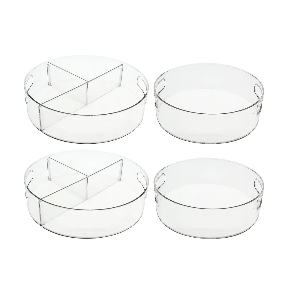 COOK'S ESSENTIALS SET OF 4 TURNTABLE STORAGE ORGANISERS WITH DIVIDERS