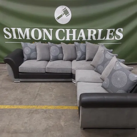DANUBE FABRIC/FAUX LEATHER CORNER GROUP SOFA