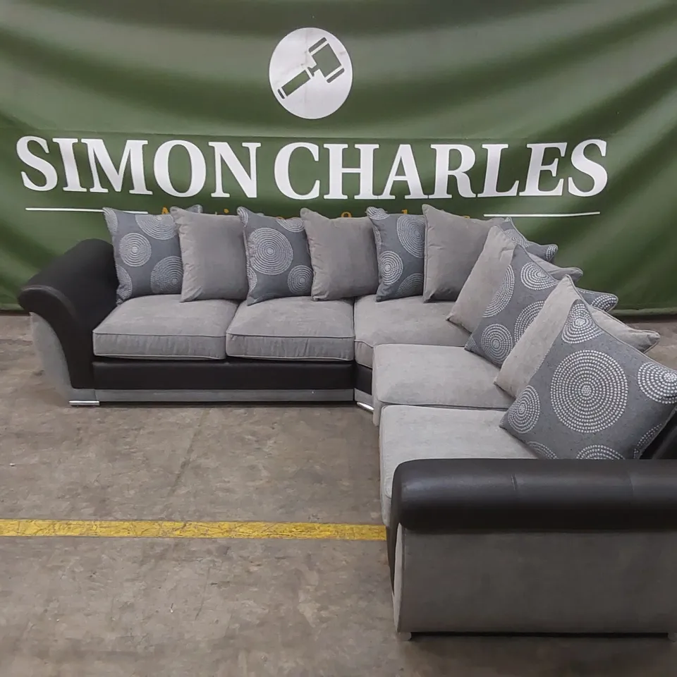 DANUBE FABRIC/FAUX LEATHER CORNER GROUP SOFA RRP £1199