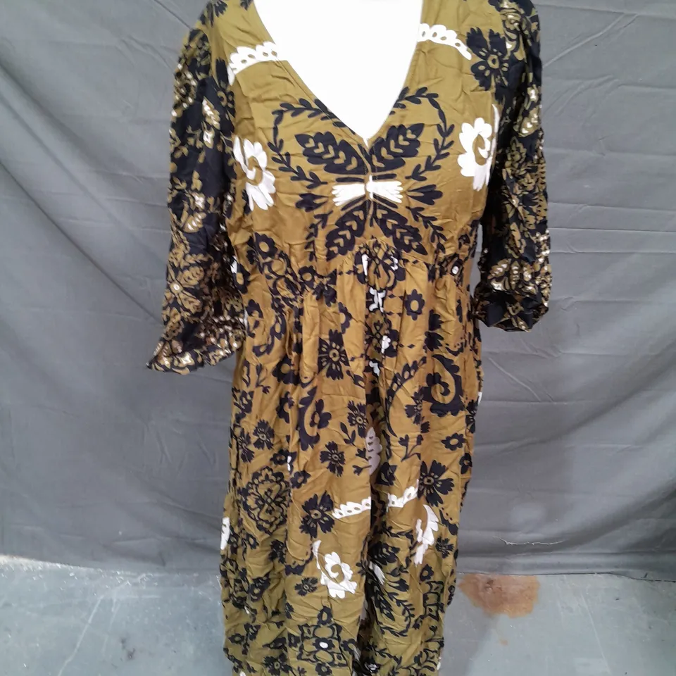 WHITE STUFF LUCY MIDI DRESS GREEN MULTI SIZE 14