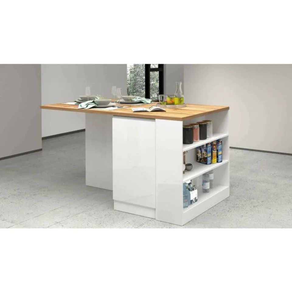 BOXED NAADIRAH WOOD KITCHEN ISLAND (2 BOXES)