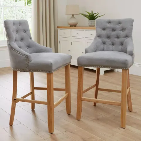 BOXED PAIR OF WARWICK DINING CHAIRS - GREY/OAK EFFECT COLLECTION ONLY