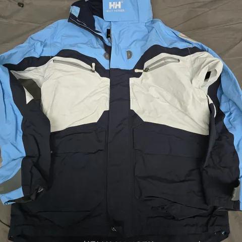 HELLY HANSEN WATERPROOF JACKET – BLUE & NAVY, UK SMALL PETITE (S/P)
