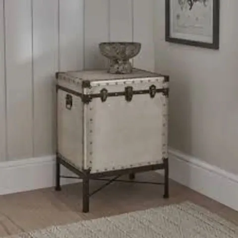 BRAND NEW BOXED HOMESDIRECT365 TRUNK INDUSTRIAL STYLE BEDSIDE CABINET