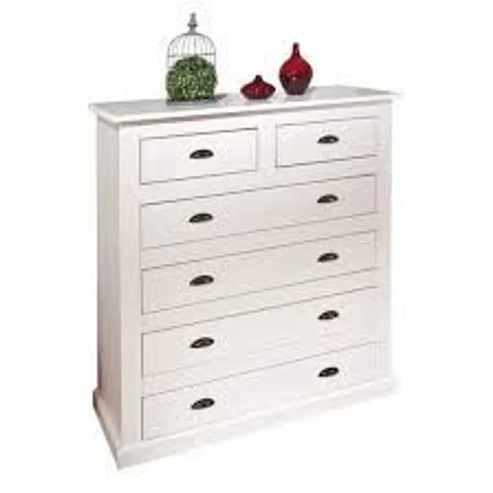 BRAND NEW & BOXED CASSALA2 WHITE 6 DRAWER CHESTBINNSOLID PINE WOOD (2 BOXES)