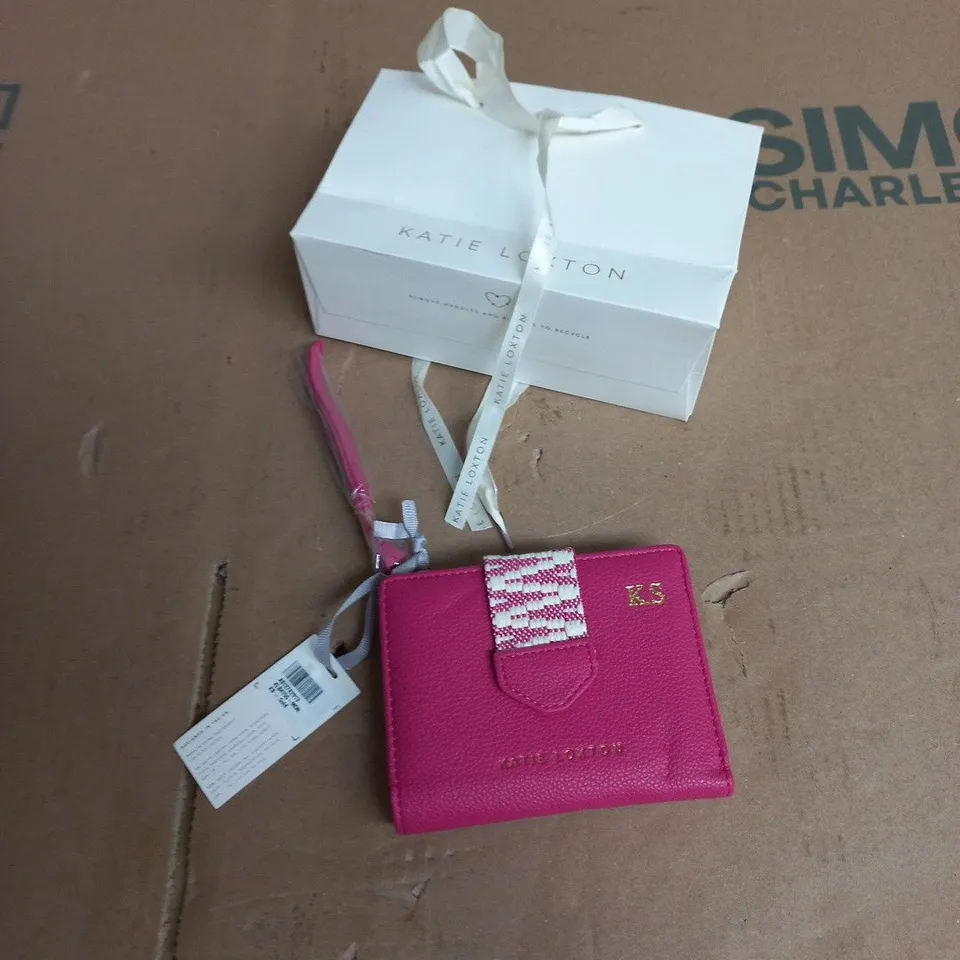 KATIE LOXTON PINK LEATHER WALLET WITH WOVEN STRAP – KS MONOGRAM