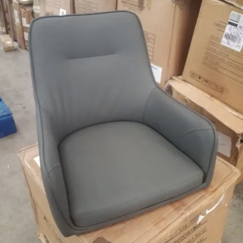 BOXED SET OF 2 GREY FAUX LEATHER DINING CHAIRS 