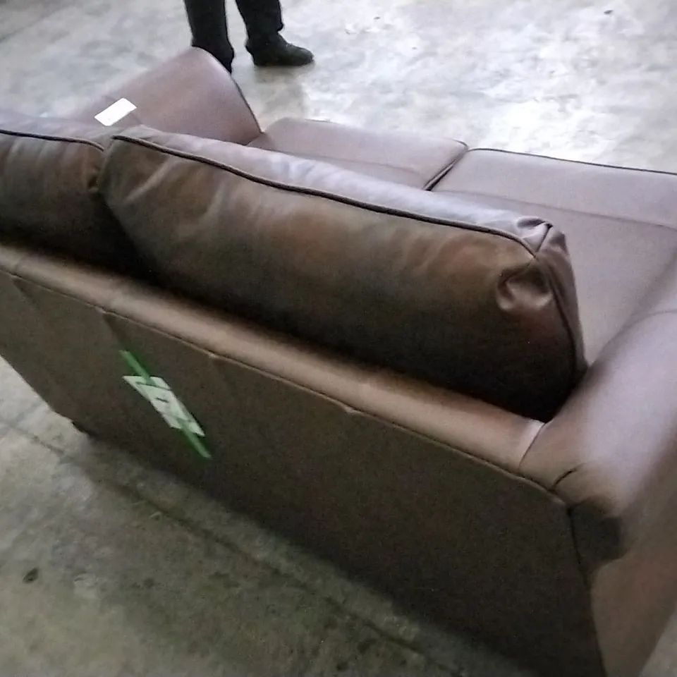 QUALITY BRITISH DESIGNER TAN LEATHER 2 SEATER SOFA