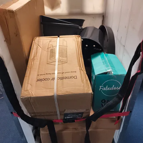 CAGE OF APPROXIMATELY 10 ASSORTED HOUSEHOLD ITEMS TO INCLUDE DOMESTIC AIR COOLER, ETC - COLLECTION ONLY