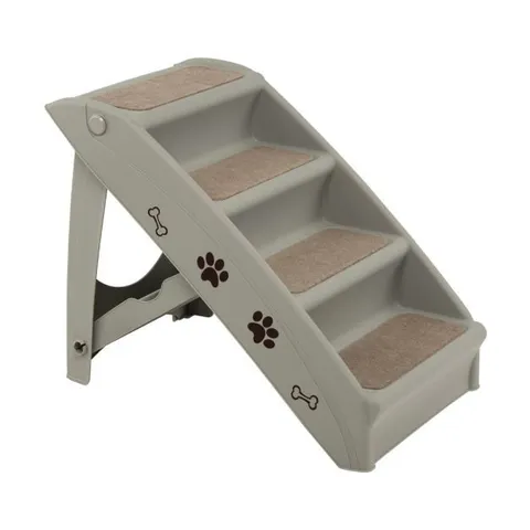 BOXED COSTWAY 4-STEP PET STAIRS WITH NON-SLIP FOOT PADS - GREY