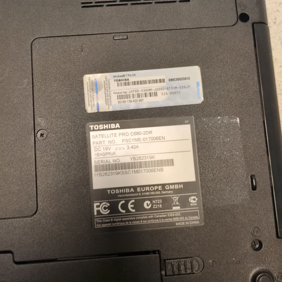 TOSHIBA SATELLITE PRO C660-2DR LAPTOP – FAULTY, UNTESTED