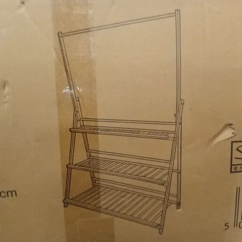 BOXED NEO 3 TIER FOLDABLE BAMBOO PLANT STAND WITH HANGING HOOK