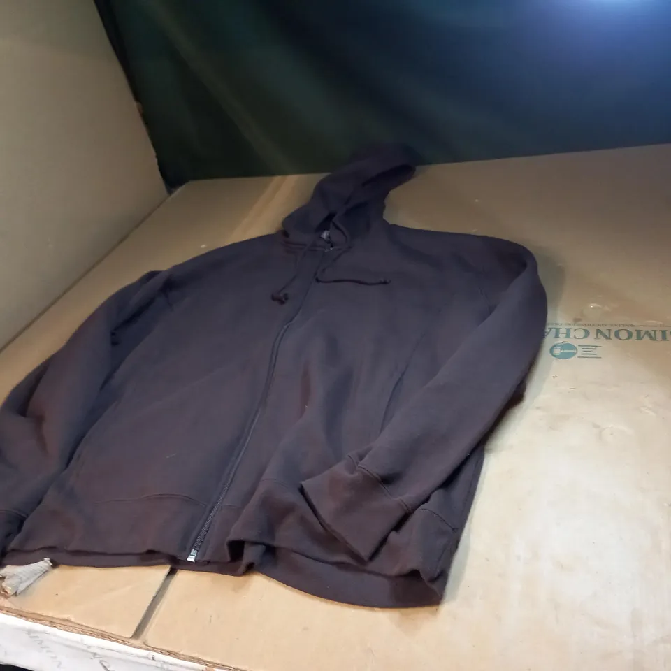 DIXIE BROWN ZIP UP HOODIE SIZE LARGE